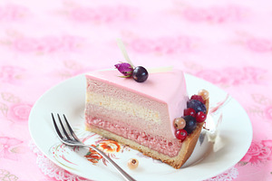 Piece of Berry Mousse Cake
