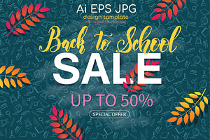 Vector Back to School Sale template