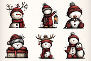 Whimsical Christmas Snowman Clipart, an Illustration by Dream Creation (Thumbnail 3 of 6)