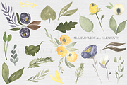 Mustard & wine Floral Clipart Set, an Illustration by The Autumn Rabbit Ltd (Thumbnail 2 of 2)