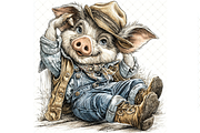 Piglet In Outfit Clipart JPG, an Animal Illustration by Memories By Lea (Thumbnail 18 of 20)