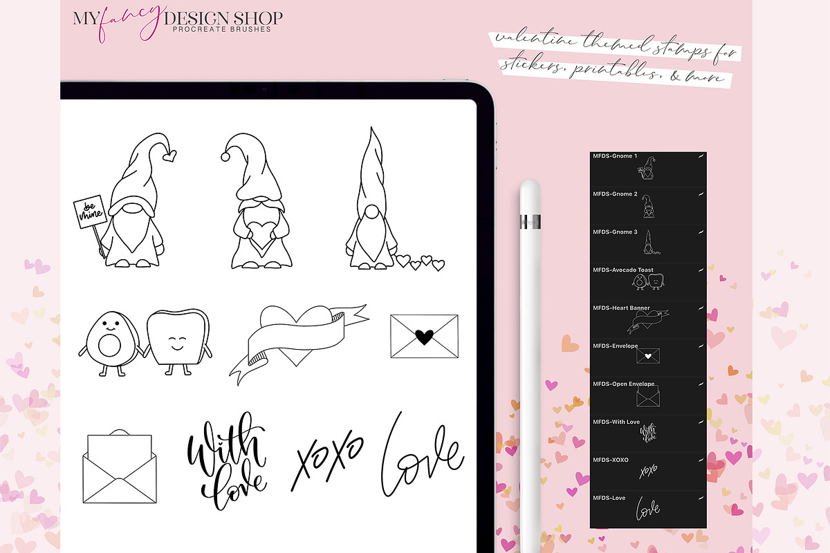 Procreate Valentine Brush Set, a Brush Add-On by My Fancy Design Shop (Photo 2 of 11)