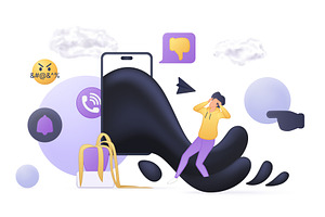 Cyberbullying impact through, a Technology Illustration by Lemberg Vector