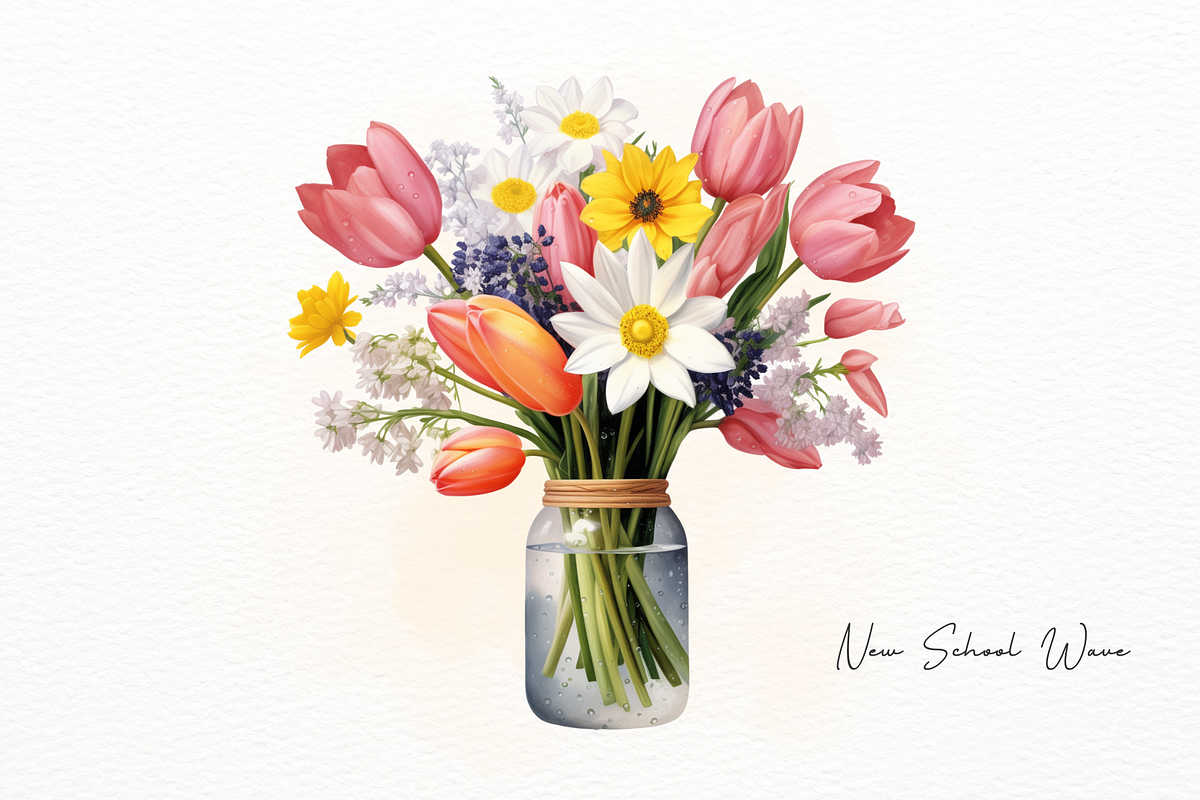 Flower Vase Watercolor Clipart, a Decorative Illustration by New-School-Wave (Photo 3 of 5)