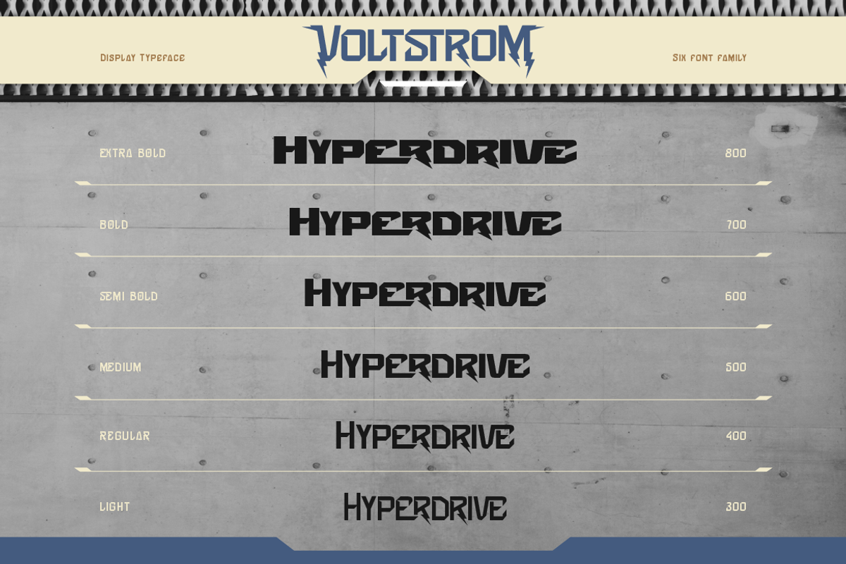 Voltstrom, a Sans Serif Font by Burntilldead (Photo 5 of 12)