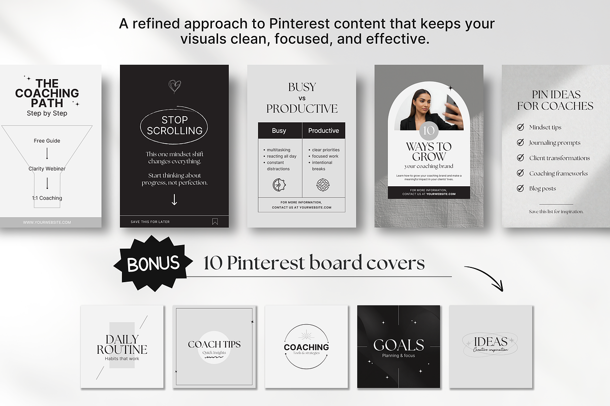 Coach Pinterest Pin Templates Canva, a Social Media Template by DigiPax (Photo 7 of 11)