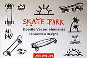 Skateboard Park Sticker & Patterns, a Sport Illustration by Sopelkin (Thumbnail 1 of 9)