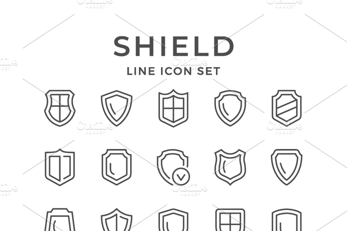 Set line icons of shield, an Outline Icon by motorama (Photo 1 of 2)