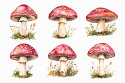 Watercolor Amanita Mushrooms Clipart, an Illustration by Libby Wishes (Thumbnail 3 of 6)