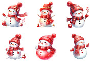 Red Cute Snowman Clipart, an Illustration by DreamCafeArt (Thumbnail 4 of 5)