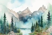 Watercolor Mountain Landscape, a Background Graphic by Printable Treasure (Thumbnail 5 of 7)