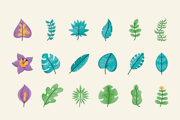 Tropical Leaves & Florals Set preview 2