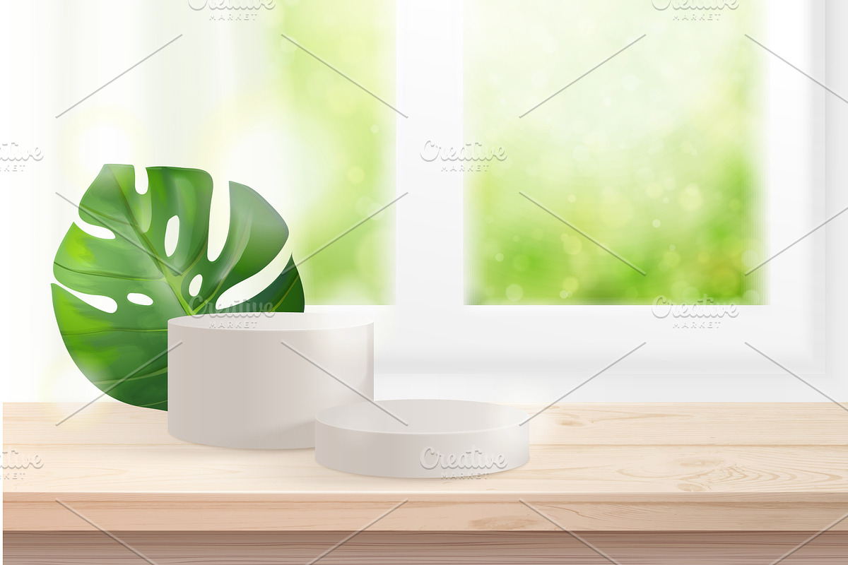 Podium wooden table. Realistic white, an Object Illustration by Stock-Smart-Start