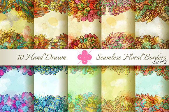 10 Floral Seamless Borders. Set#2 preview 6