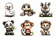 Watercolor Baby Animals Clipart, a Seasonal Illustration by Designworld (Thumbnail 2 of 8)