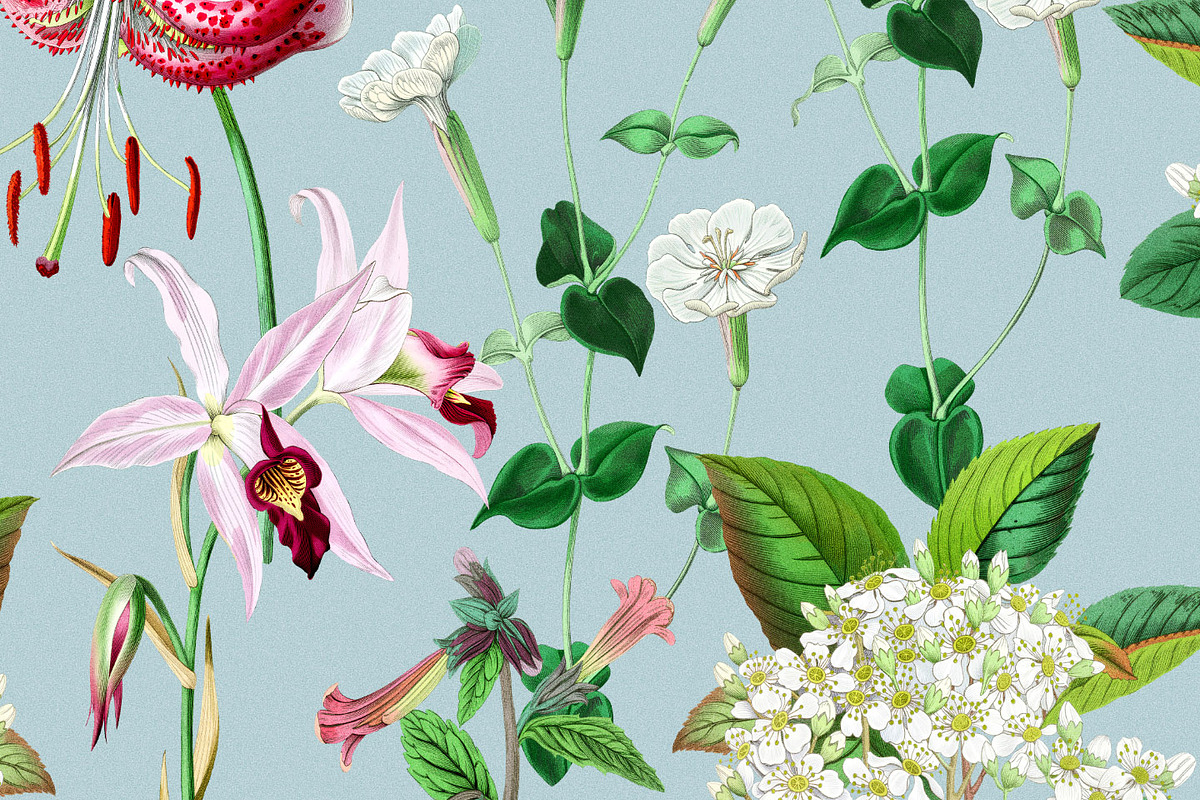 Blue Vintage Botanical Pattern, a Pattern Graphic by likorbut (Photo 14 of 14)