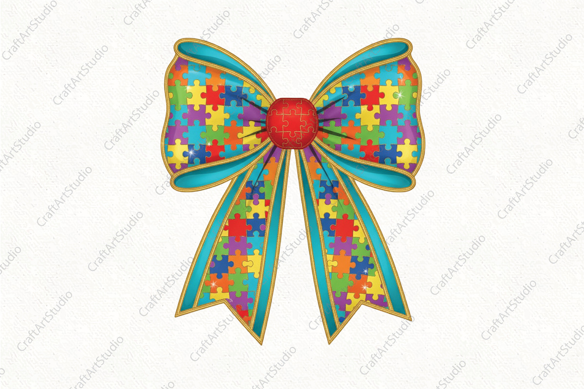 Coquette Autism Awareness Bow PNG, an Illustration by CraftArtStudio (Photo 1 of 4)