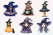 Halloween Cute Witch Clipart, an Illustration by Dream Creation (Thumbnail 5 of 6)