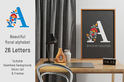 Floral Alphabet, Frames, Decors Set, a Decorative Illustration by Vector beauty (Thumbnail 1 of 13)