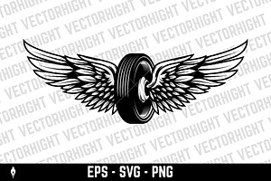 Motorcycle wheel with wings svg, a Transportation Illustration by Vectorhight