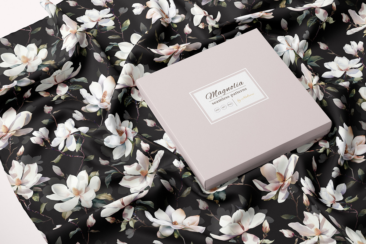 Watercolor Magnolia Patterns, a Pattern Graphic by Holovei (Photo 4 of 10)