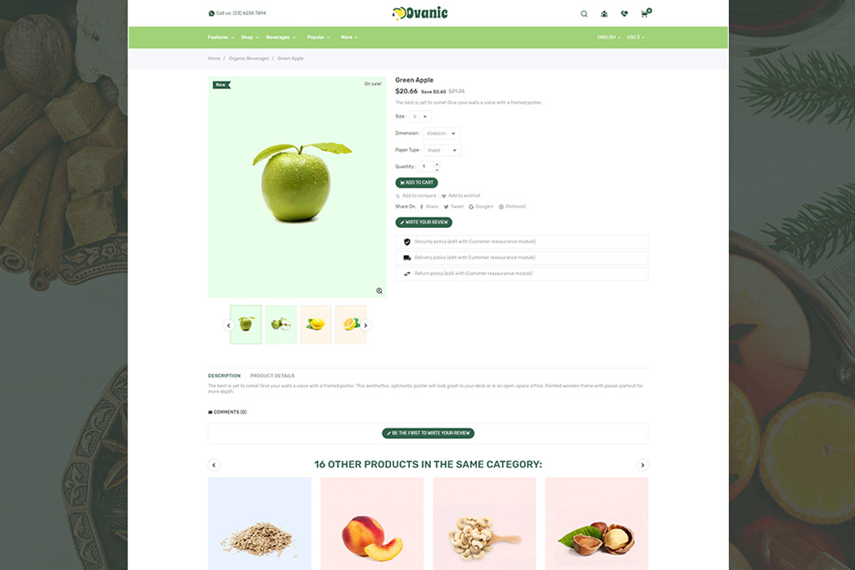 Ovanic - Organic & Food PrestaShop, a Bootstrap Template by Pichforest Studio (Photo 5 of 14)