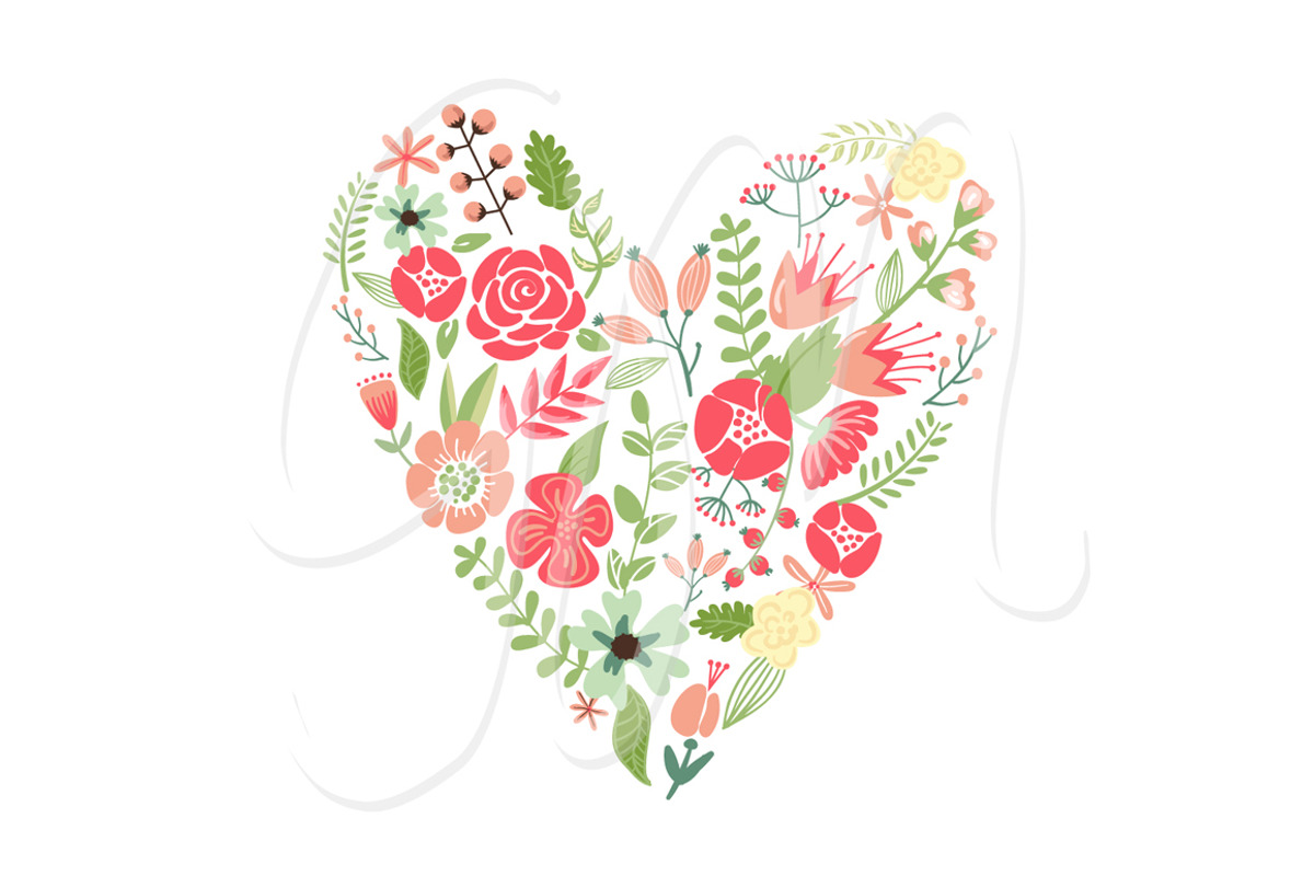 Wedding Floral clipart, Wreath heart, an Illustration by GraphicMarket (Photo 2 of 5)