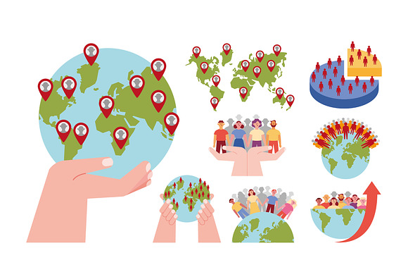 Overpopulation Illustration Set preview 2