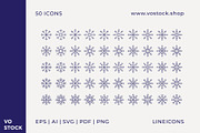 50 Snowflakes Icons, an Outline Icon by vo.stock (Thumbnail 2 of 6)