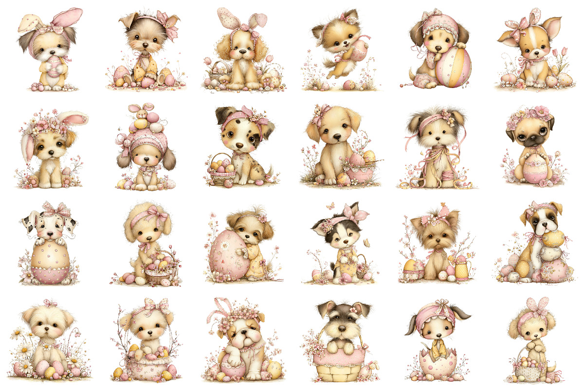 Whimsical Easter Dogs Clipart, an Illustration by designcity5 (Photo 2 of 5)