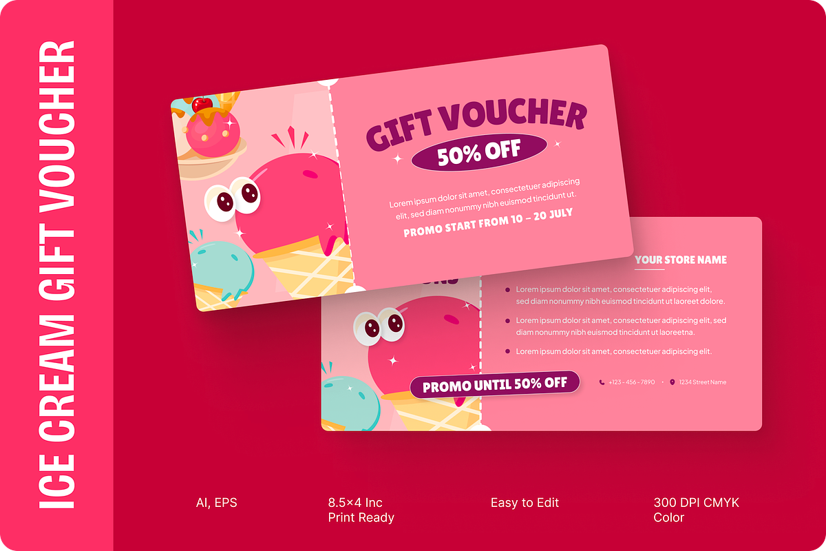 Ice Cream Gift Voucher, a Print Template by MMPixelCraft (Photo 1 of 4)