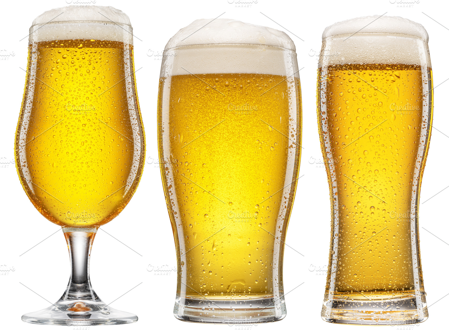 Three different beer glasses, a Food & Drink Photo by Volff