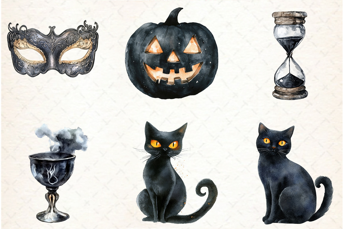 Halloween Black&White Digital Clipar, an Illustration by Libby Wishes (Photo 4 of 6)