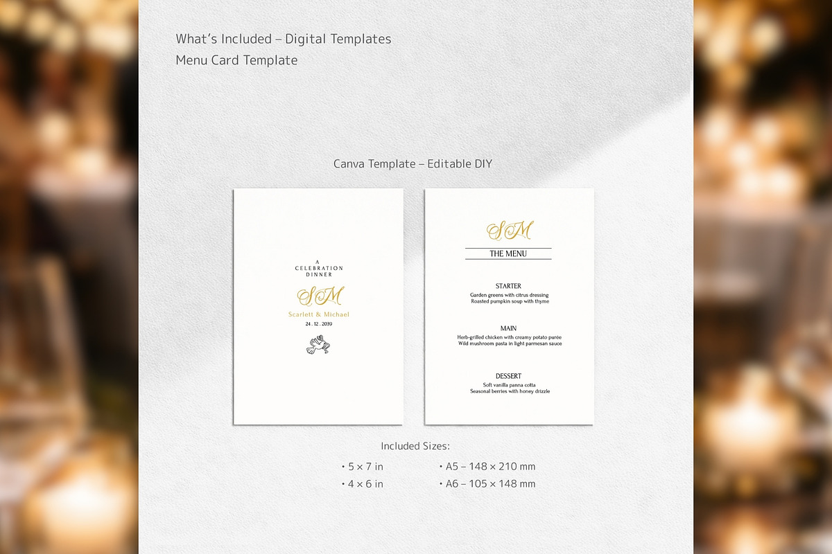 Luxury Wedding Menu Canva bd004, a Card Template by TyphoonStudio (Photo 2 of 8)