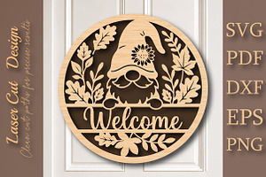 Welcome Gnome Sign SVG, a Work Illustration by Digital Artistic99
