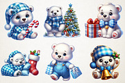 Christmas Polar Bear Blue Gingham, an Illustration by RobertsArt (Thumbnail 7 of 7)