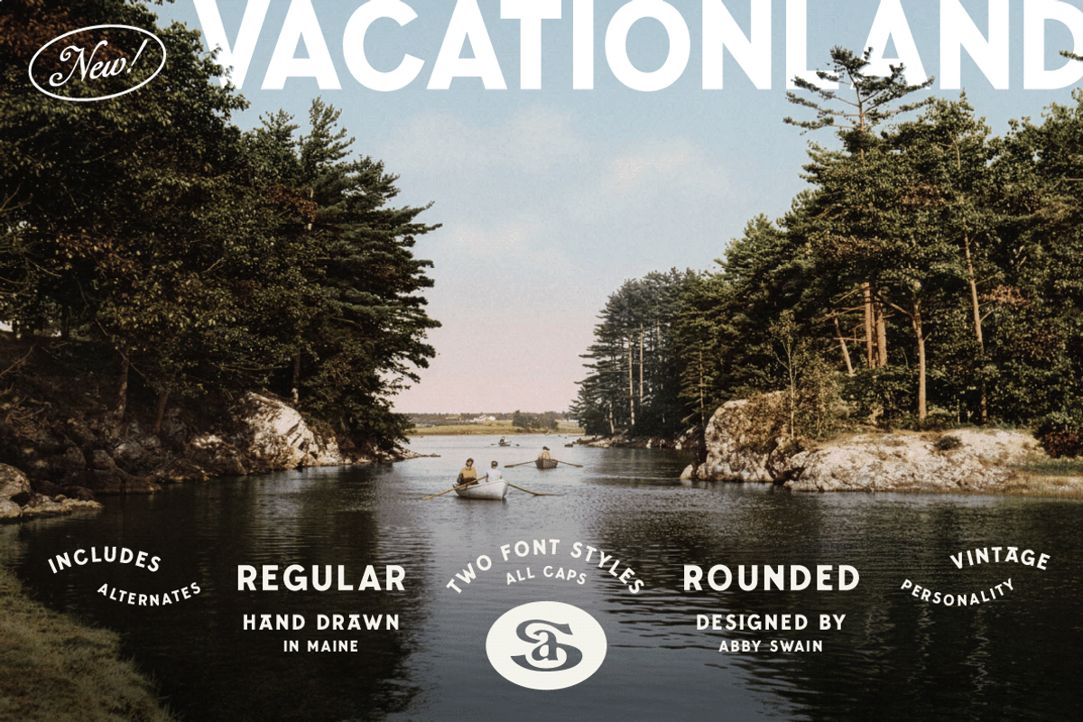 Vacationland, a Sans Serif Font by Abby Swain Design (Photo 1 of 10)
