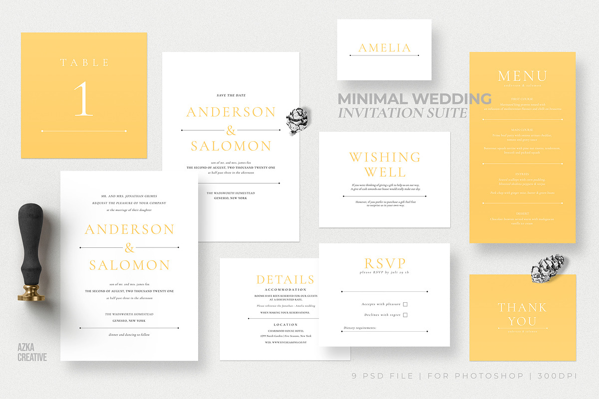 Minimal Wedding Invitation Suite, an Invitation Template by Azka Creative (Photo 1 of 5)
