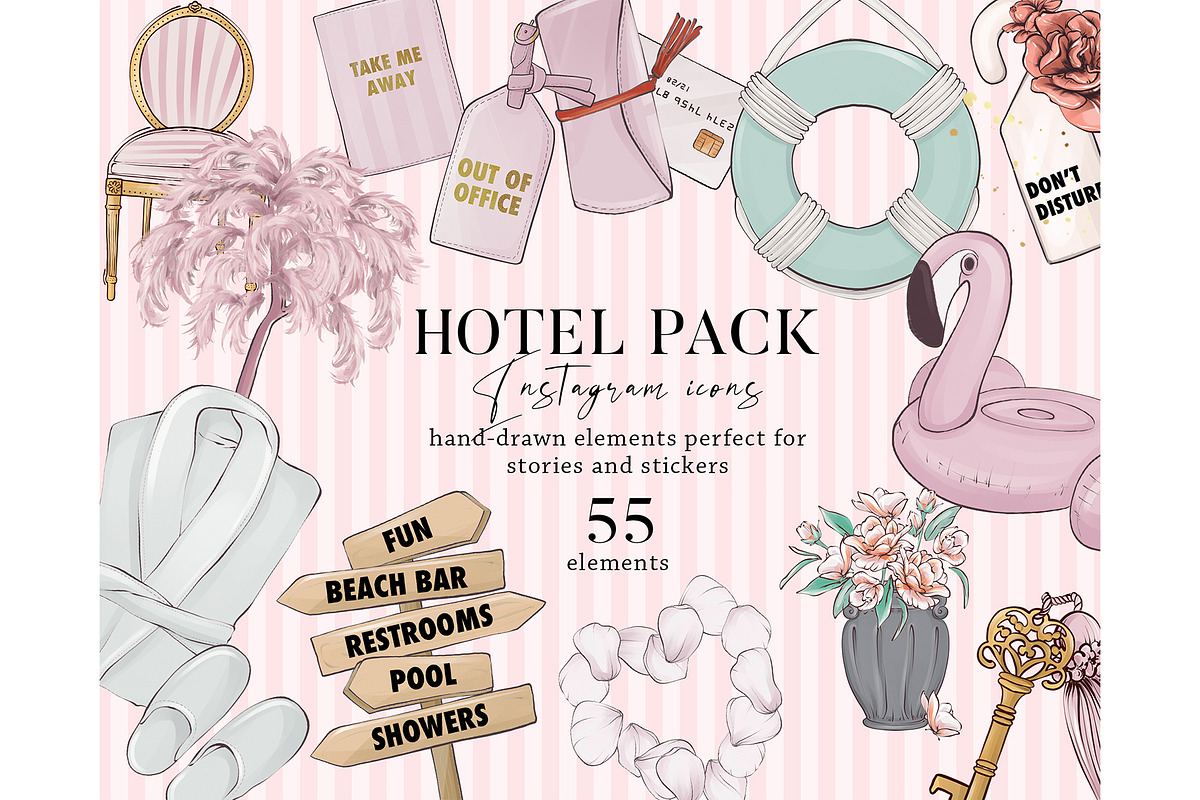 Hotel vacation luxury travel clipart, an Illustration by Milatoo (Photo 4 of 5)