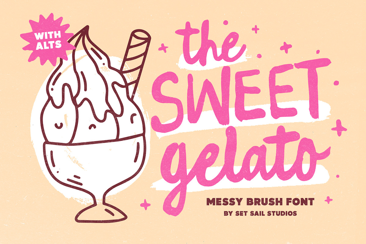 The Sweet Gelato Brush Font, a Handwritten Font by Sam Parrett (Photo 1 of 9)