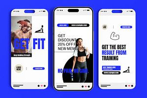 Blue Gym Fitness Story Post Set, a Social Media Template by MightyDesign