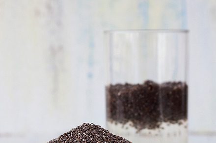 Container and glass of chia