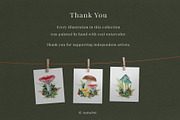 Forest Mushrooms Watercolor Clipart, a Decorative Illustration by AnitaPol (Thumbnail 21 of 21)