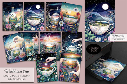 World In A Cup Illustrations