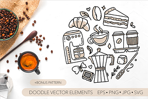 Clipart coffee doodle set