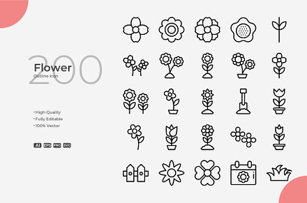 Flower Outline Icons, an Outline Icon by Bloodline