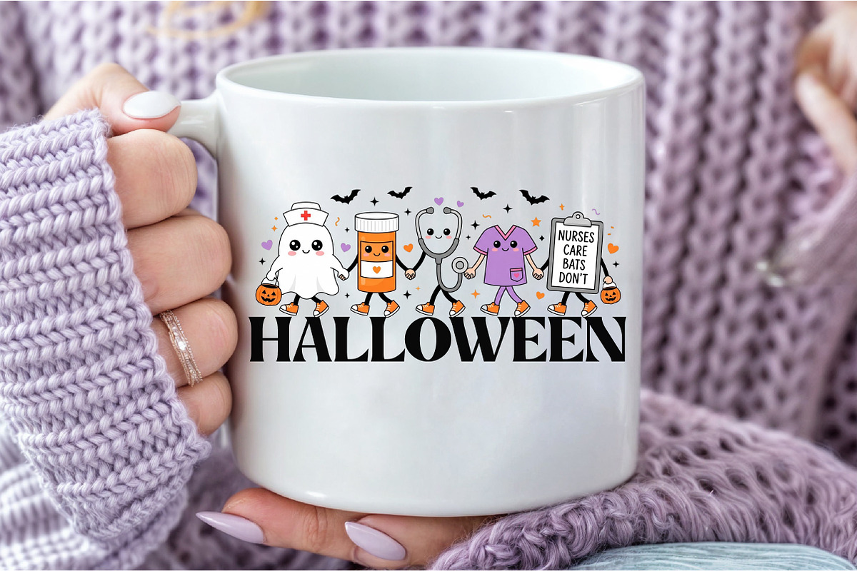 Nurses Care Bats Don't Halloween PNG, a Seasonal Illustration by DreamCafeArt (Photo 7 of 7)