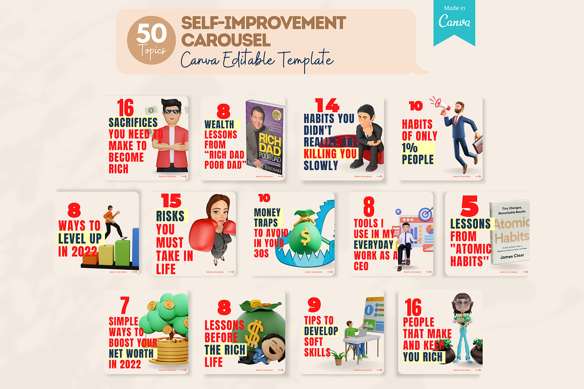 150 Self Improvement Templates, a Social Media Template by Viral Content Design (Photo 2 of 9)