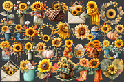Autumn Sunflowers Clipart, a Graphic by designcity5 (Thumbnail 2 of 6)