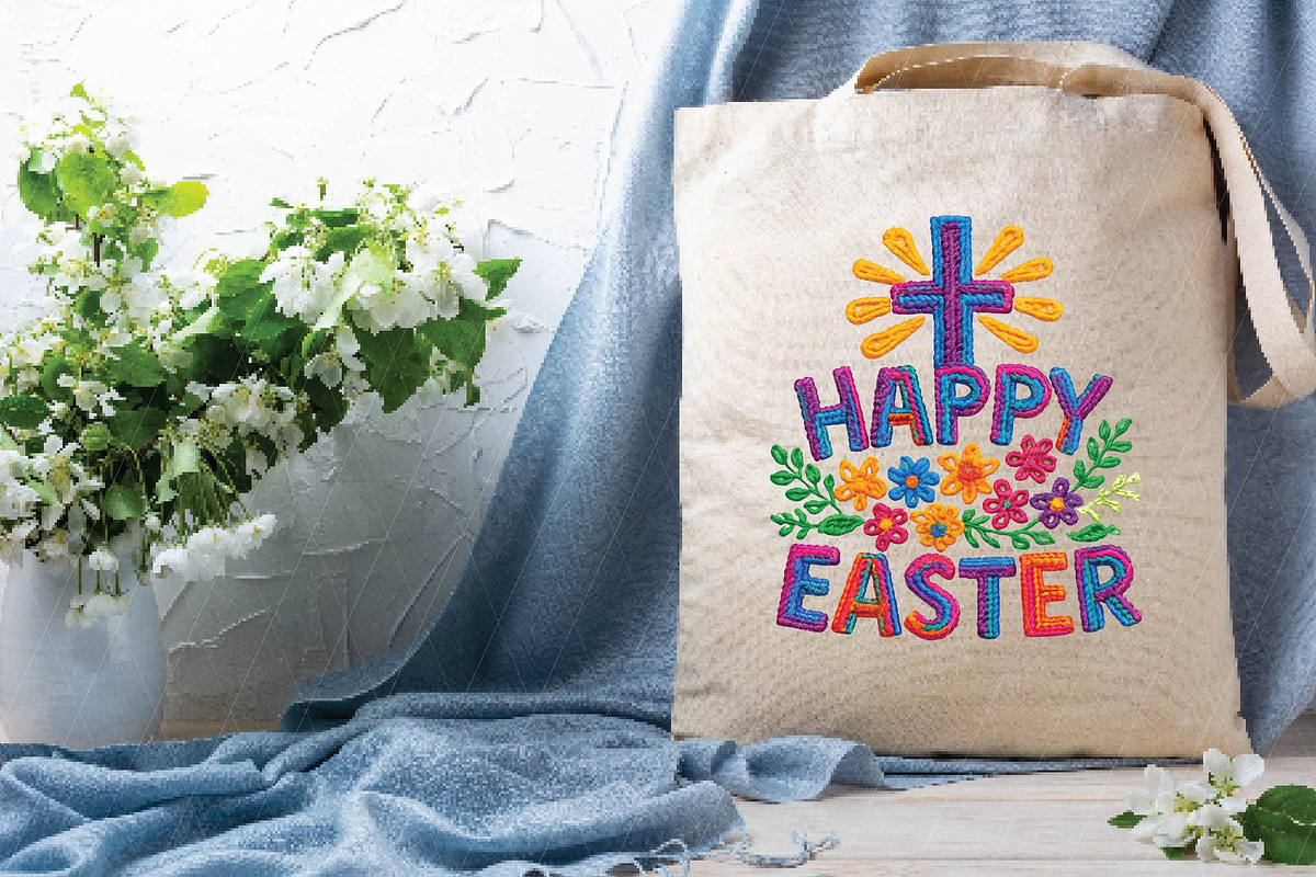 Happy Easter Embroidered Patch Png, an Illustration by DreamPrint404 (Photo 7 of 7)